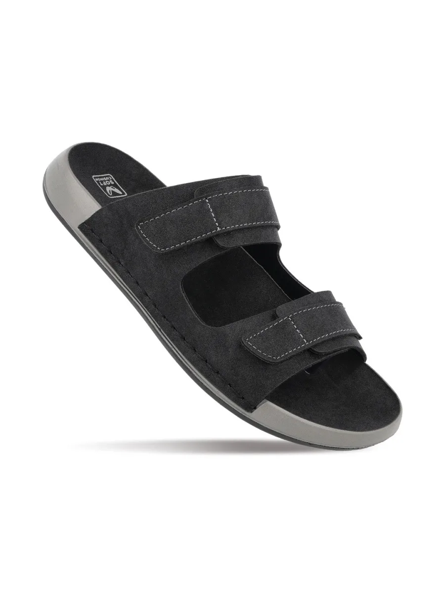 Grey Suede Two-Strap Sandals