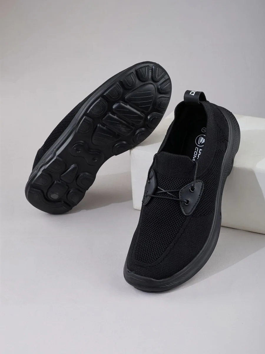 Black Knit Slip-On Shoes