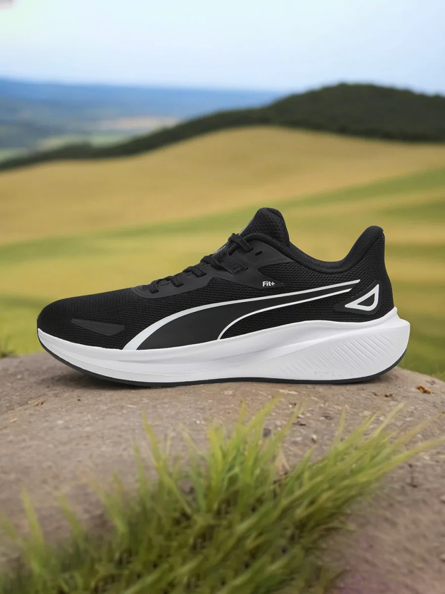 Black Lace-Up Running Shoes