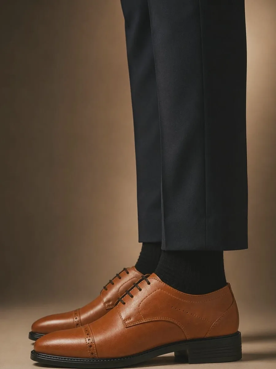 Tan Leather Derby Shoes