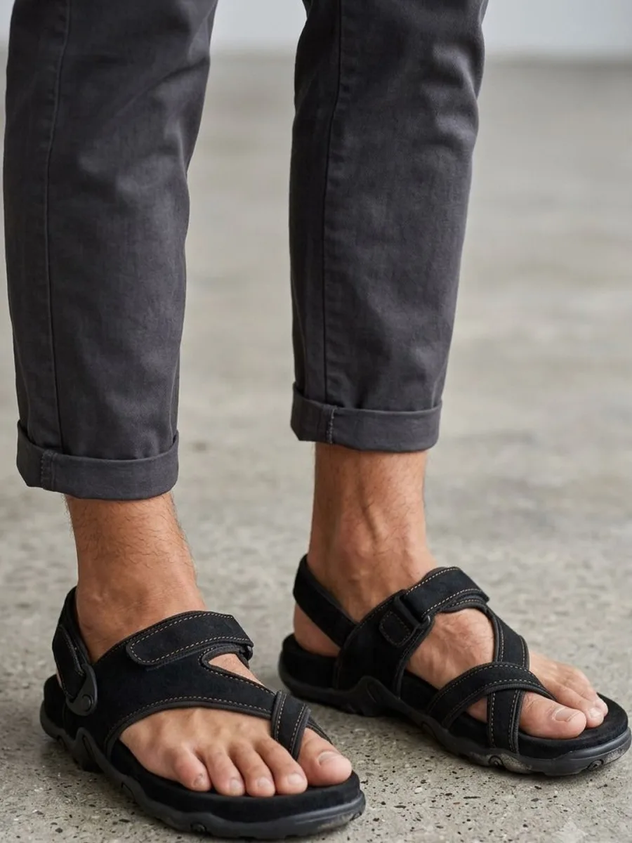 Black Cross-Strap Sandals