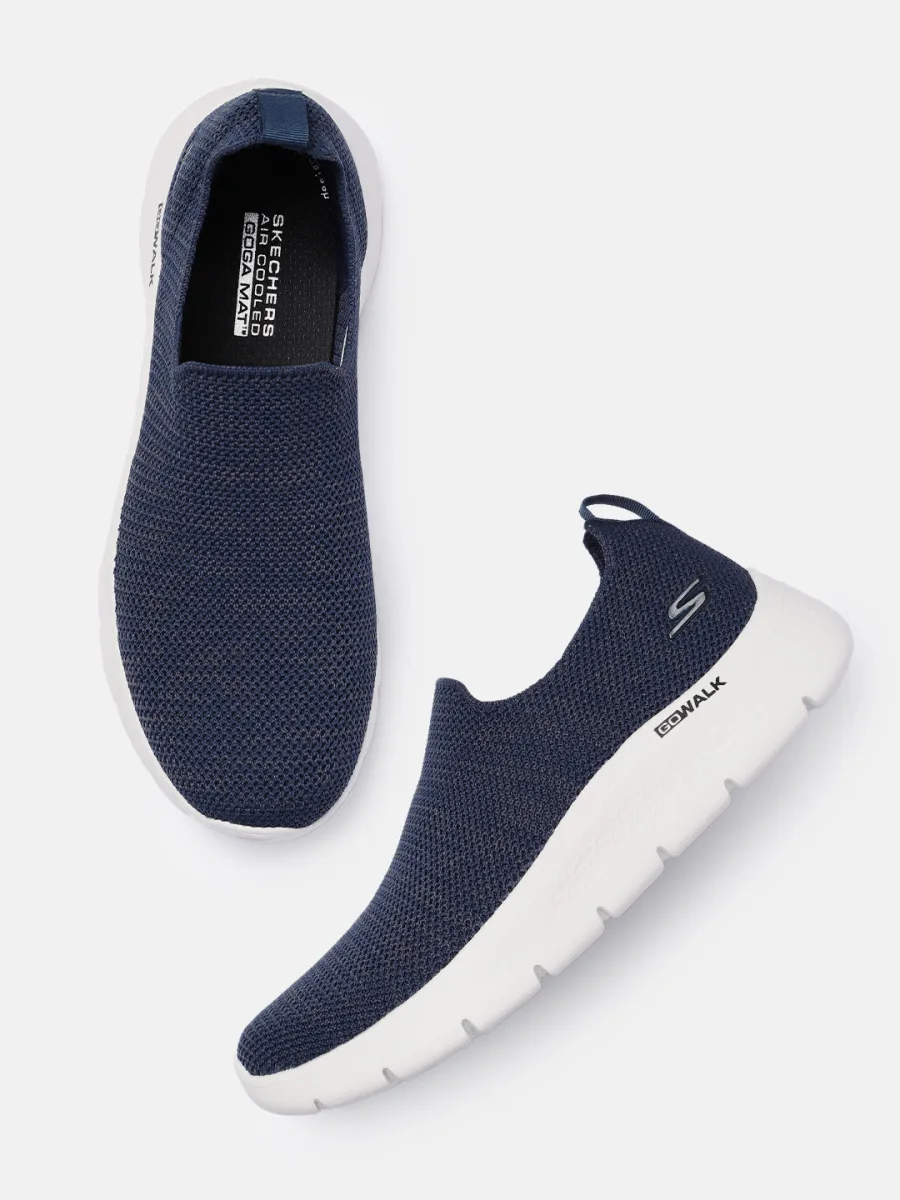 Navy Knit Slip-On Sneakers
