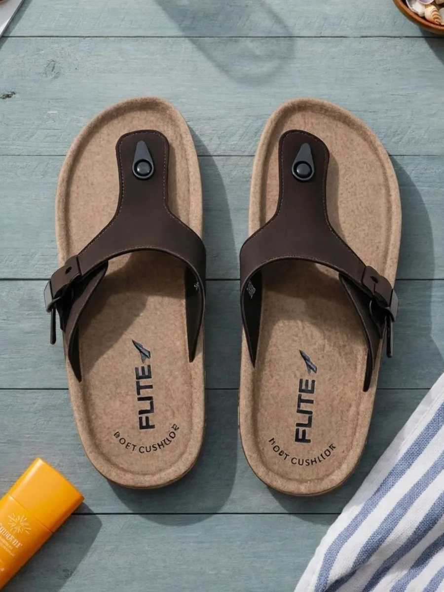 Brown Toe-Post Flip-Flops