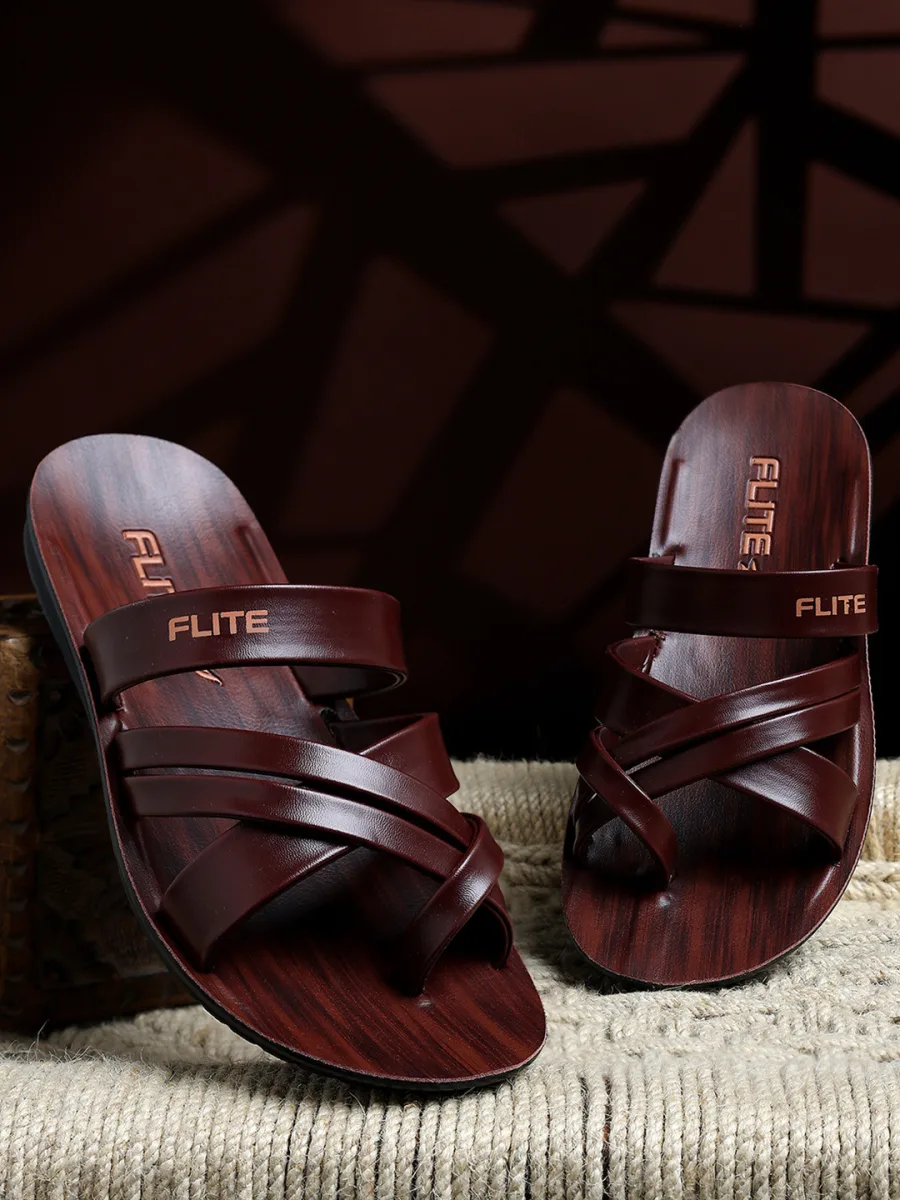 Brown Cross-Strap Sandals