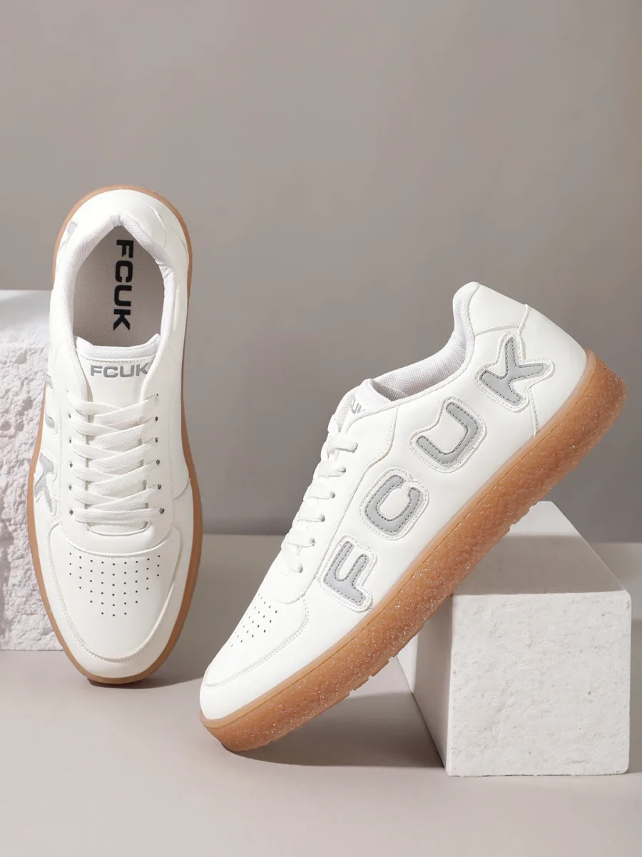 White Lace-Up Sneakers