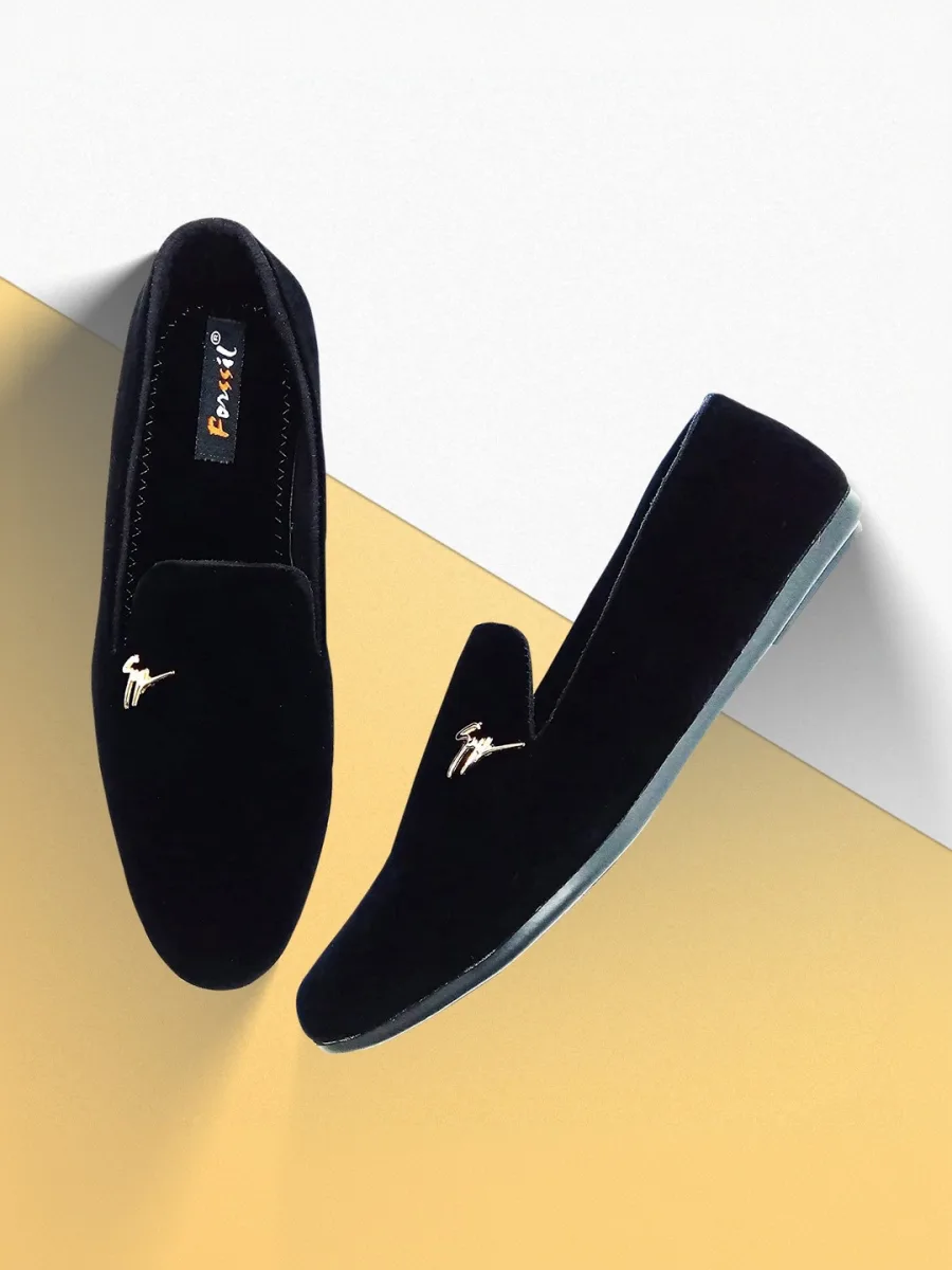 Black Velvet Loafers