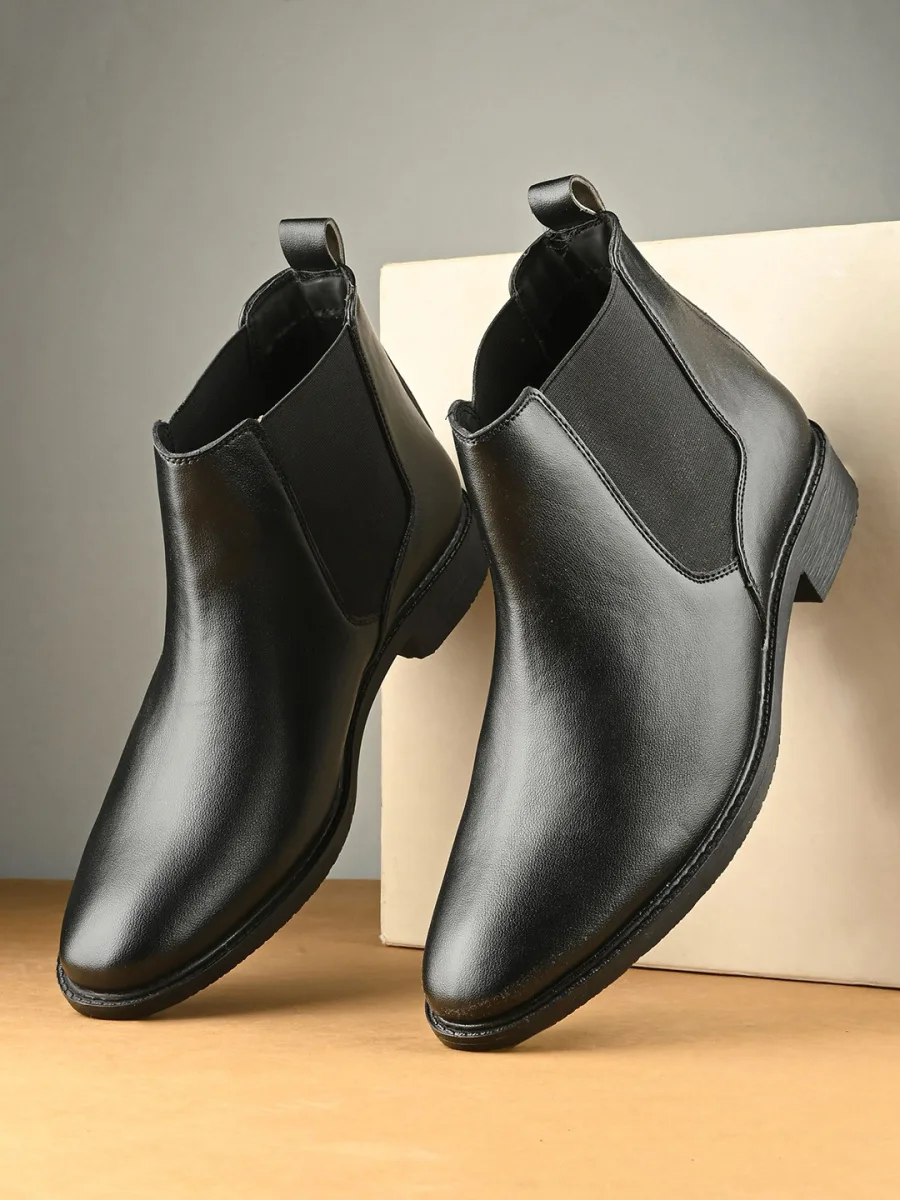 Black Leather Chelsea Boots