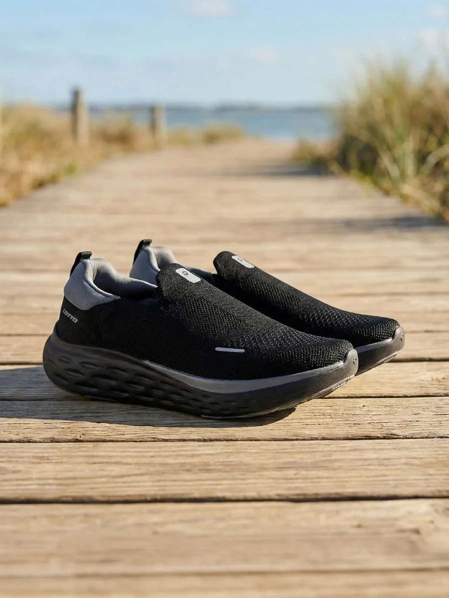 Black Mesh Slip-On Sneakers