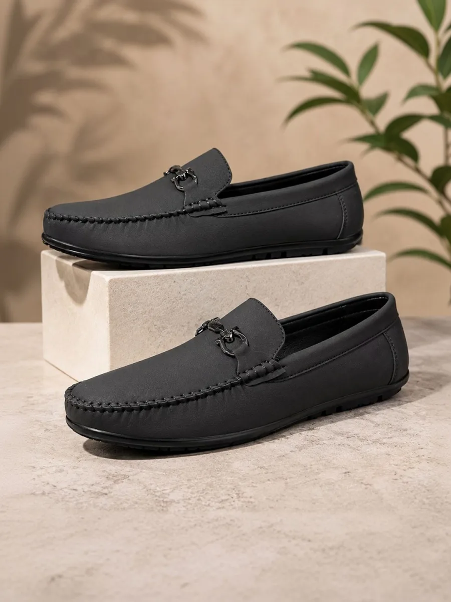 Charcoal Buckle Loafers