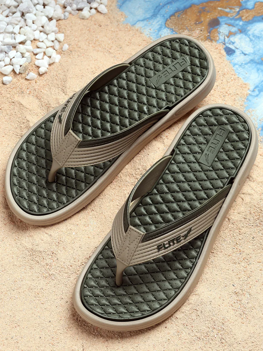 Olive Green Textured Flip-Flops