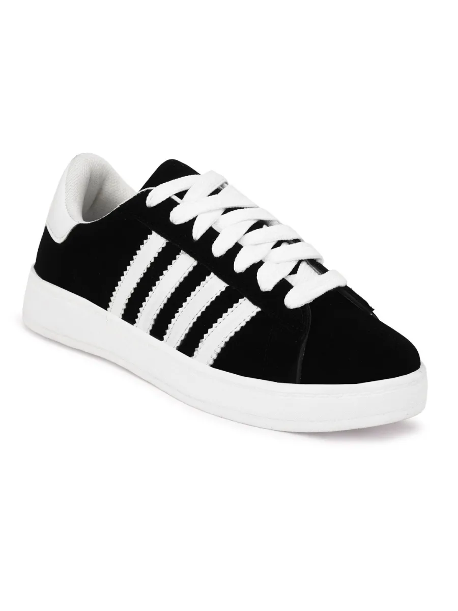 Black White Striped Sneakers