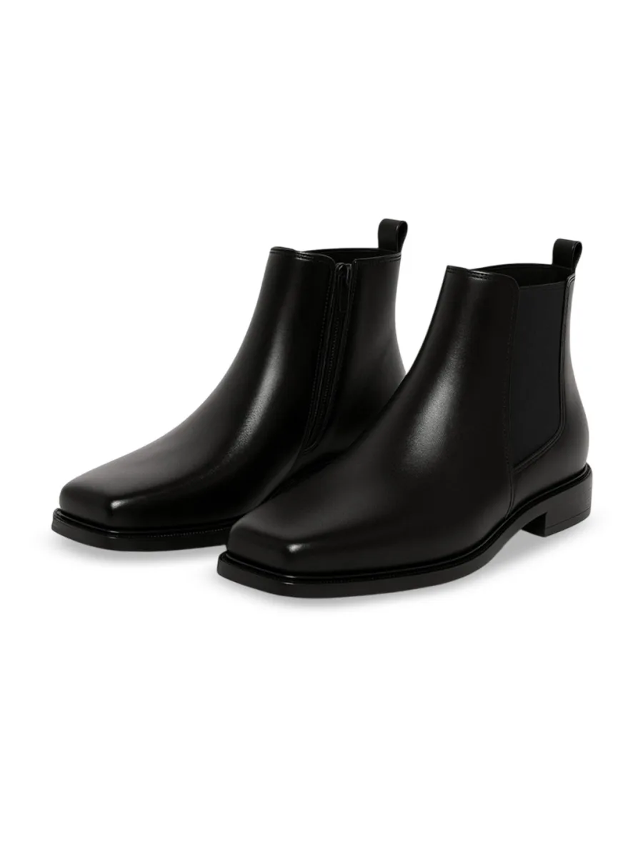 Black Leather Ankle Boots