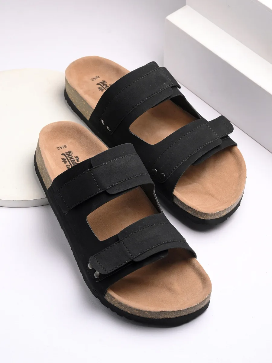 Black Two-Strap Sandals