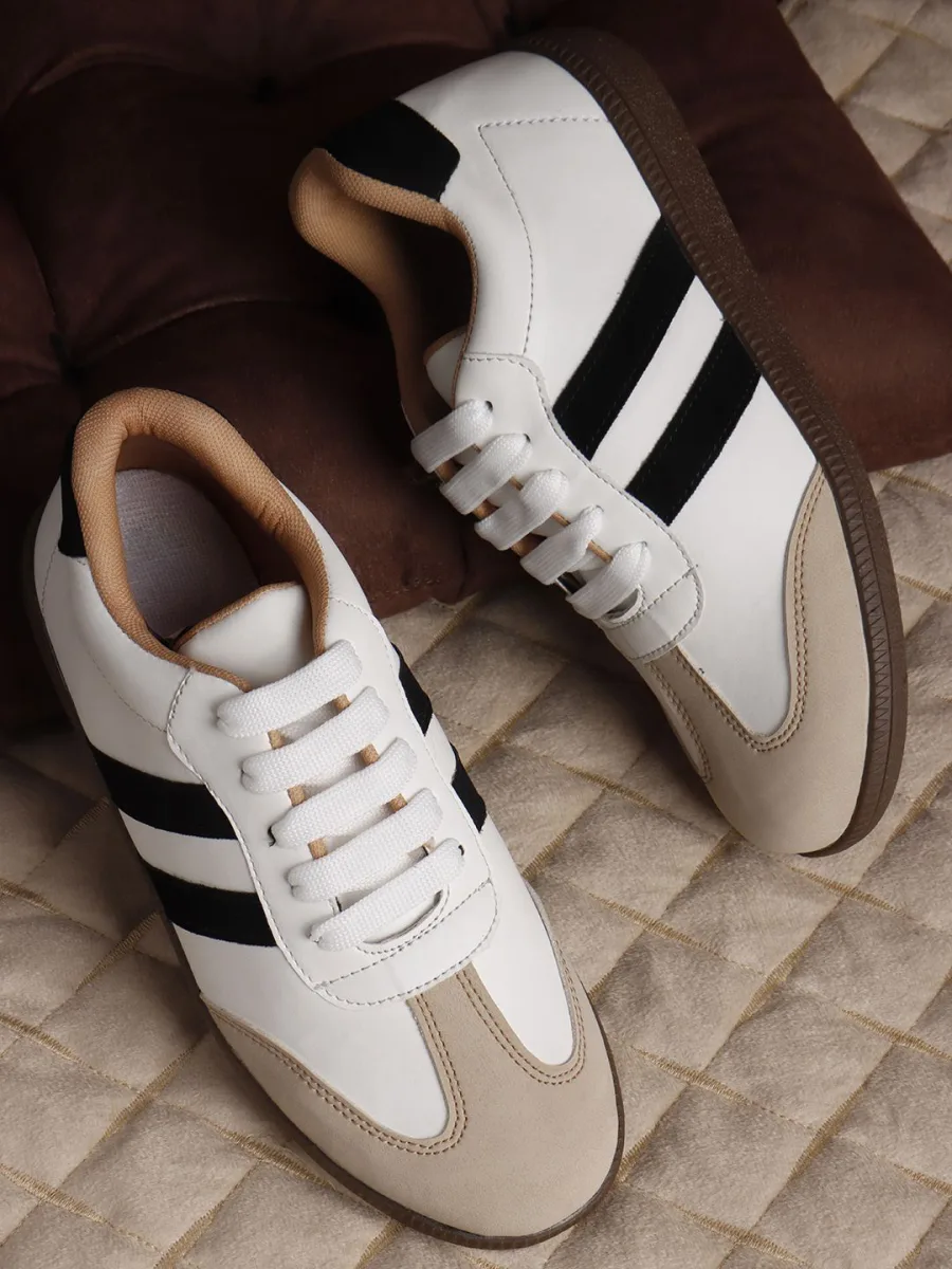 White Striped Sneakers