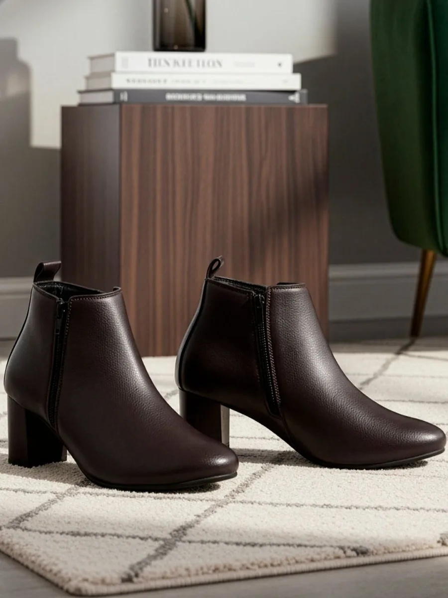 Brown Heeled Ankle Boots