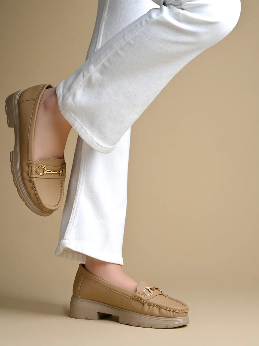 Beige Chunky Loafers