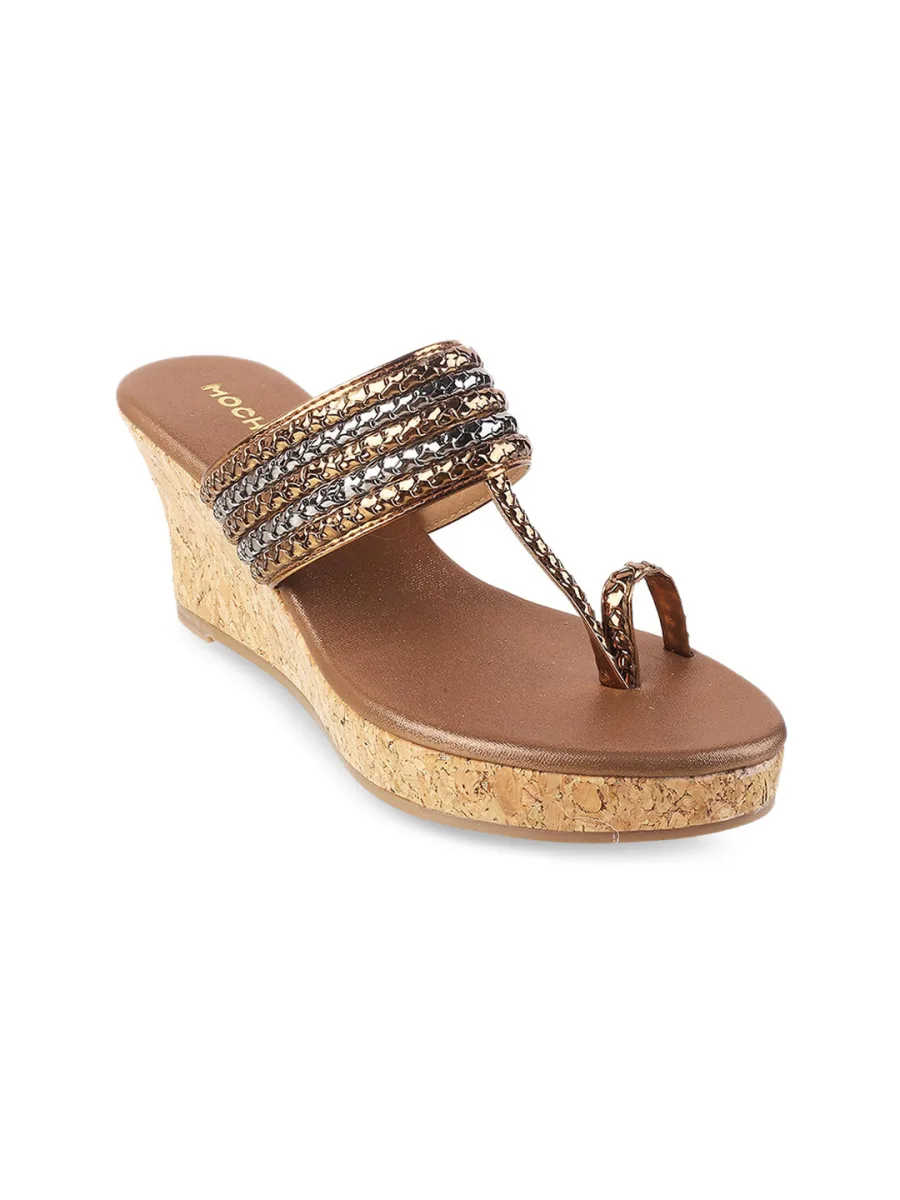 Bronze Embellished Wedges