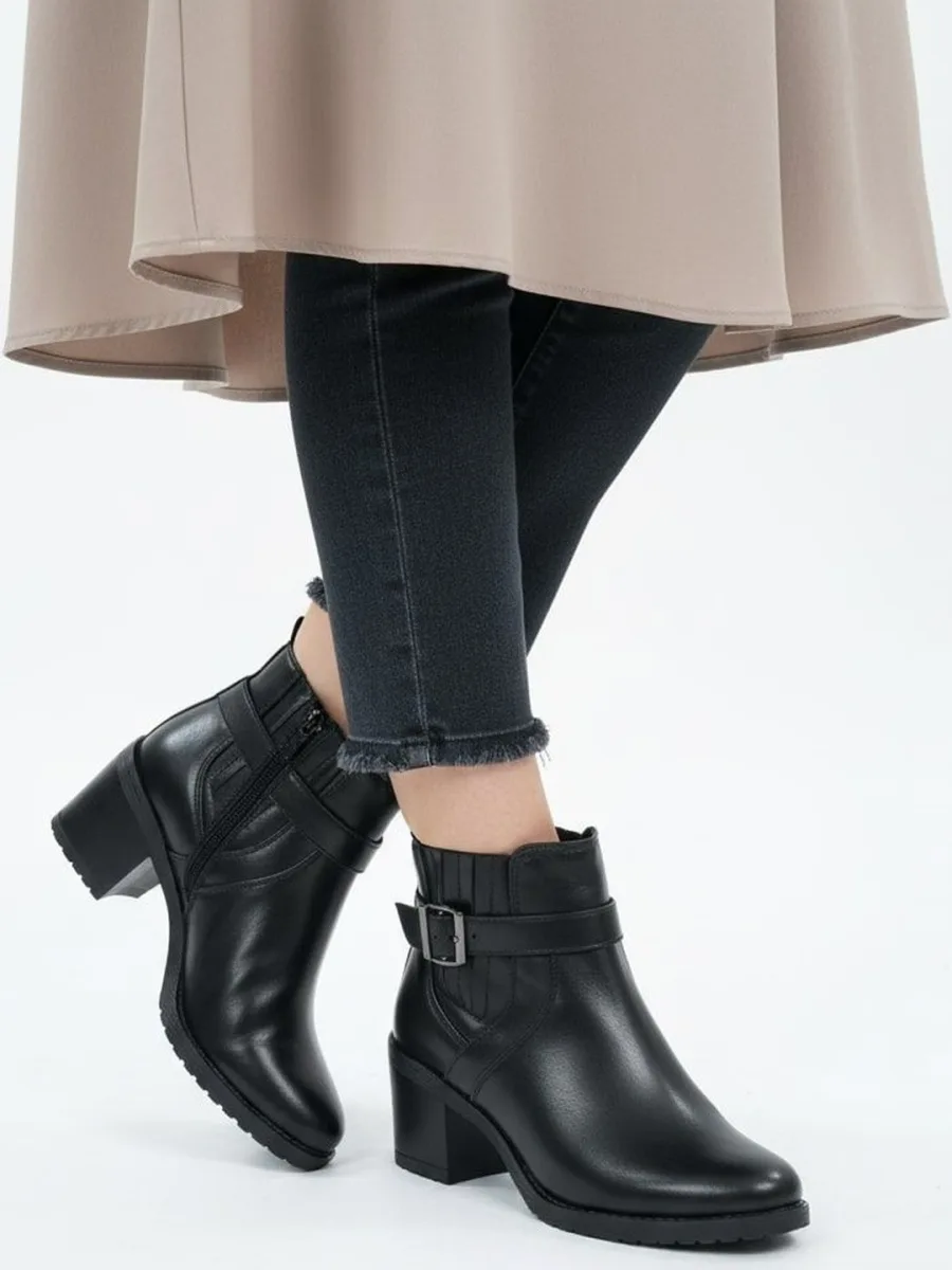Black Buckled Ankle Boots