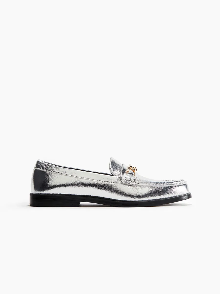 Silver Metallic Loafers