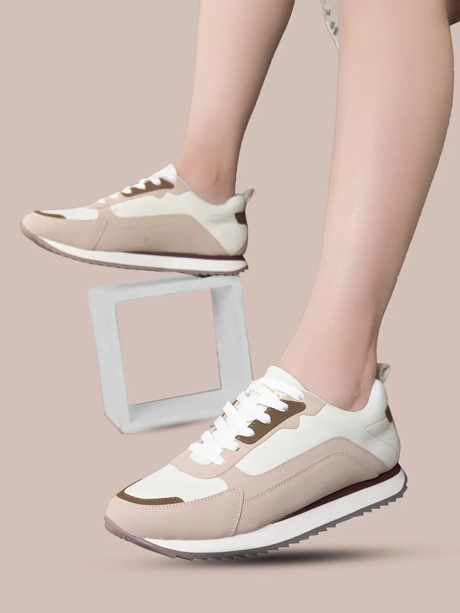 Cream Colourblock Sneakers