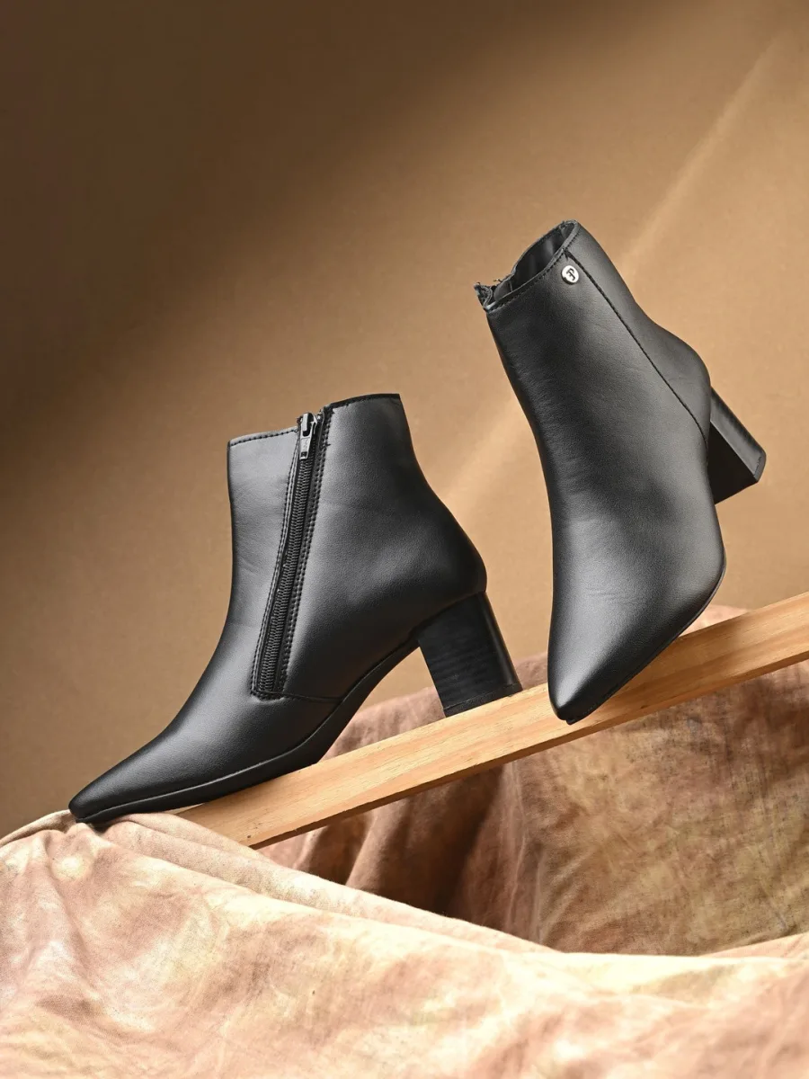 Black Pointed-Toe Ankle Boots
