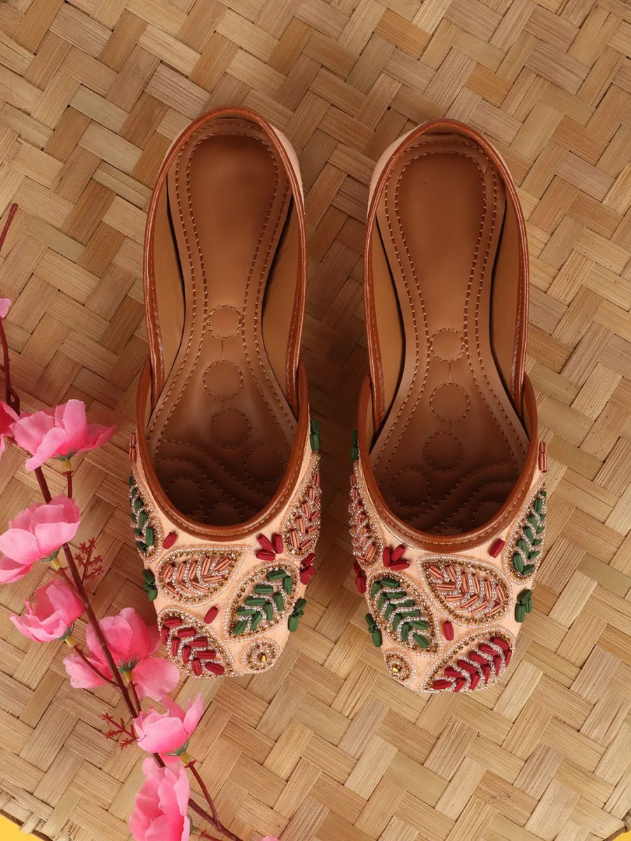 Beige Embellished Juttis