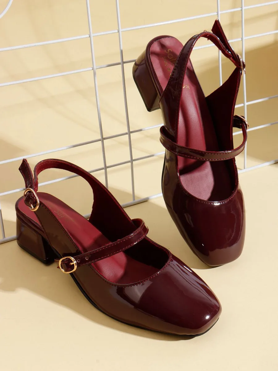 Maroon Mary Jane Heels
