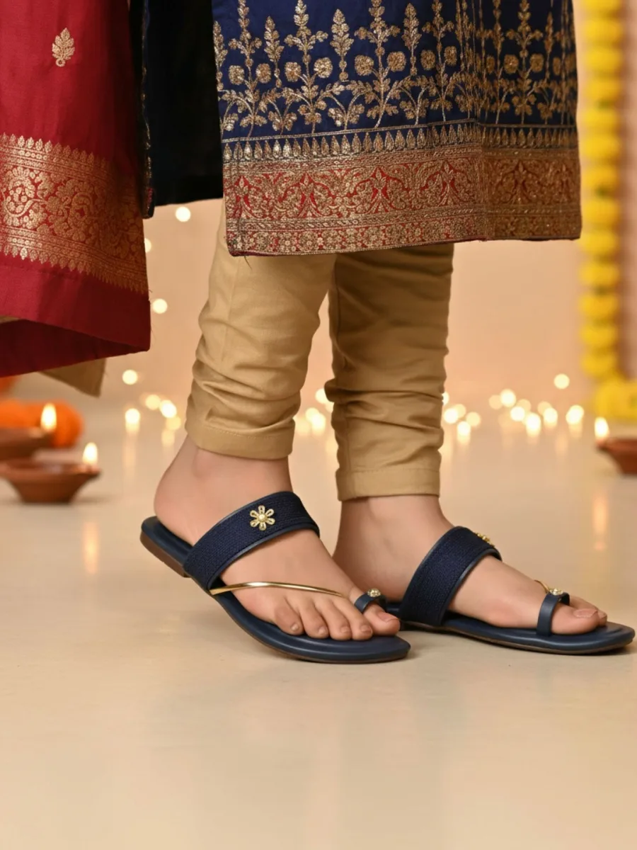 Navy One-Toe Flats