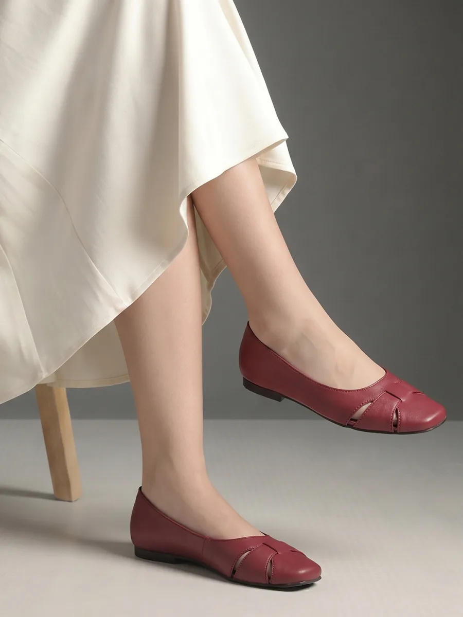 Maroon Cutout Ballerinas