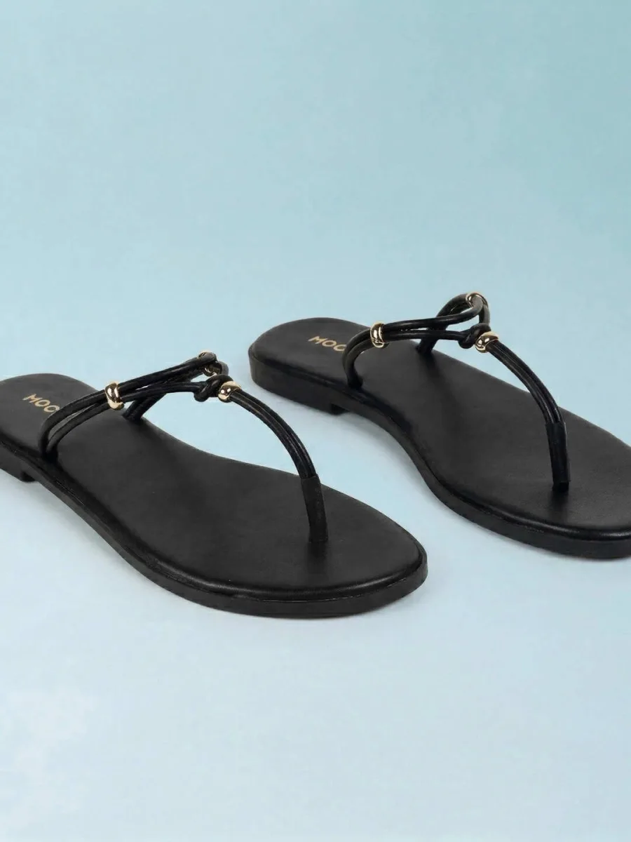Black Knotted Flats