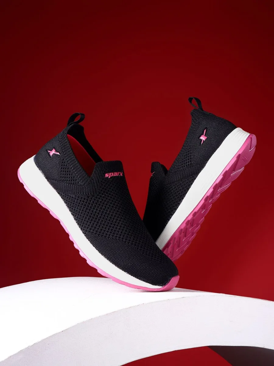 Black Pink Slip-On Sneakers