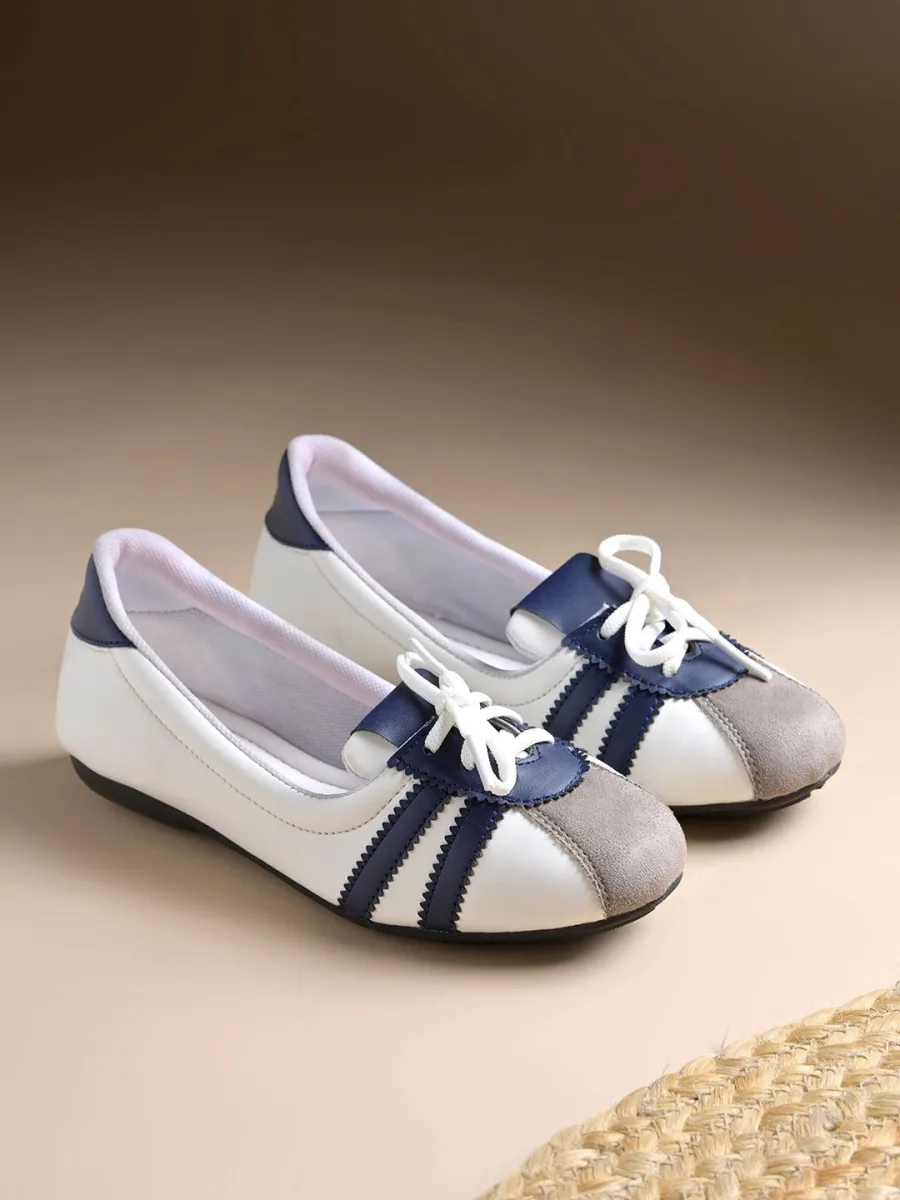 White Lace-Up Ballerinas