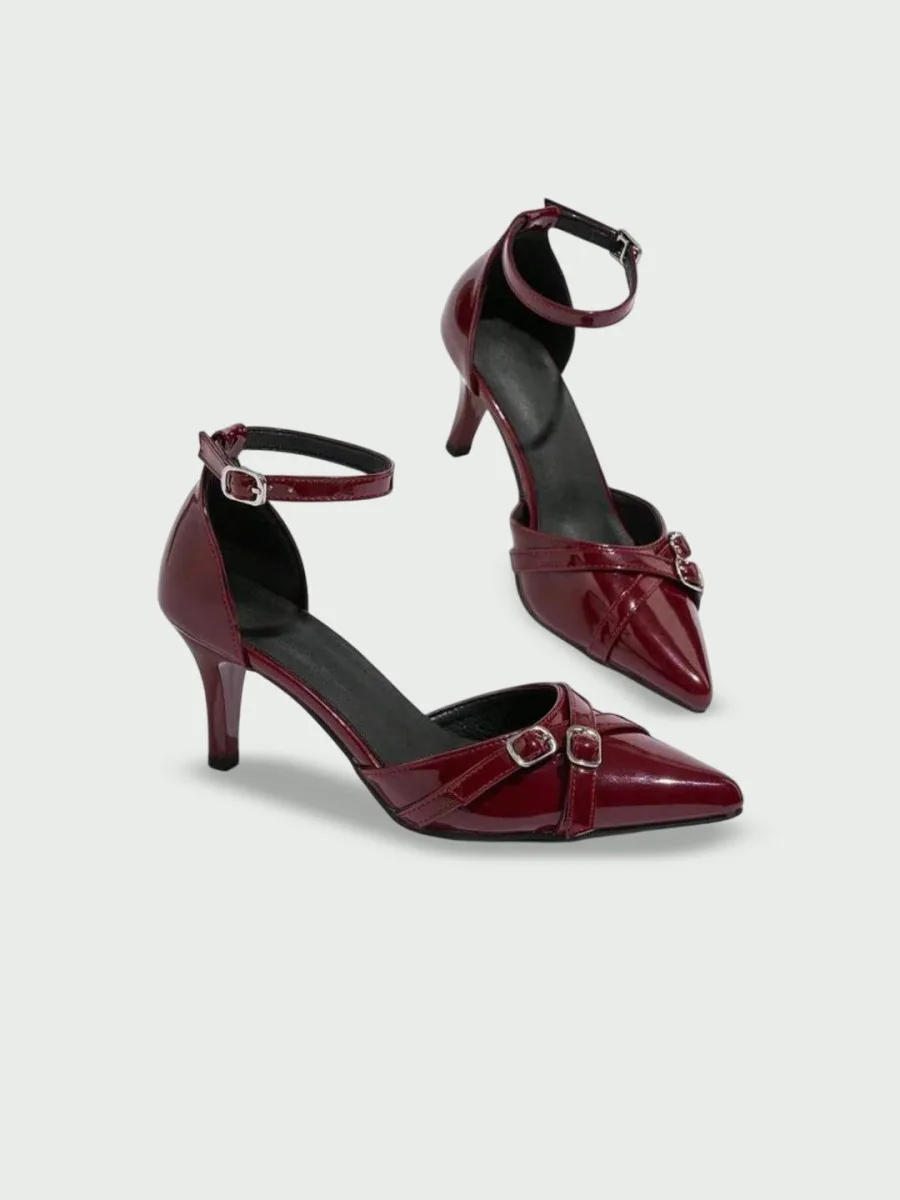 Maroon Pointed-Toe Heels