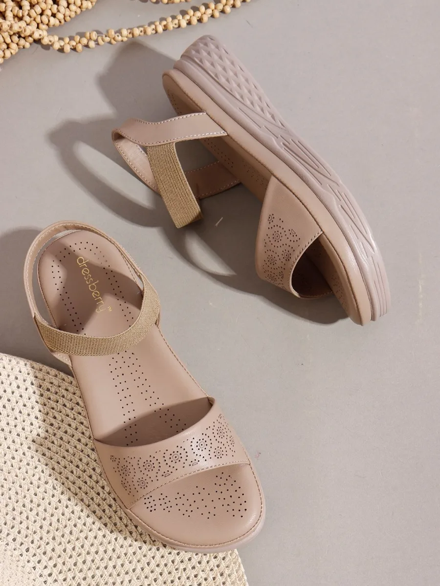 Nude Laser-Cut Block Heels