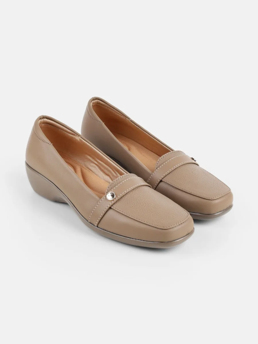 Taupe Loafer Wedges