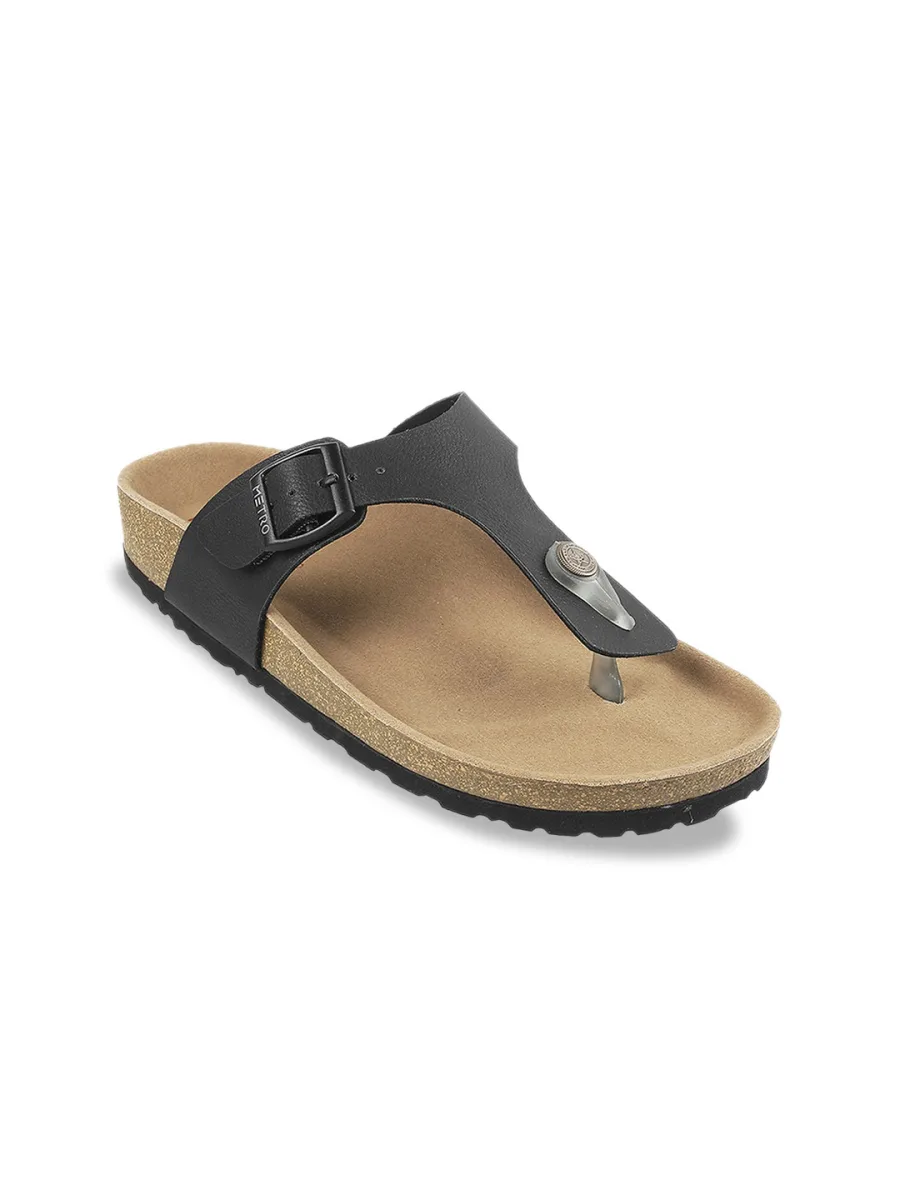 Black Thong Flat Sandals