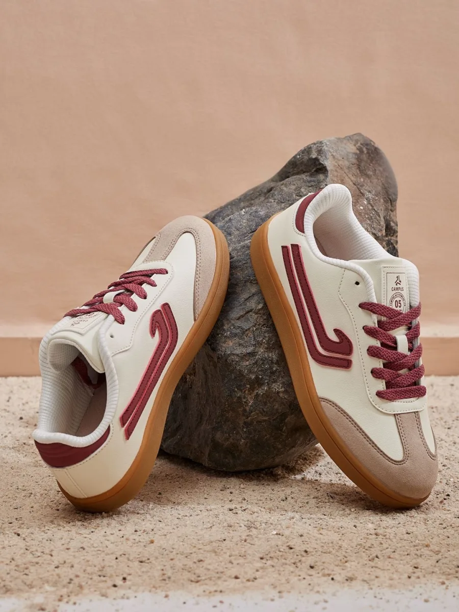 White Maroon Retro Sneakers