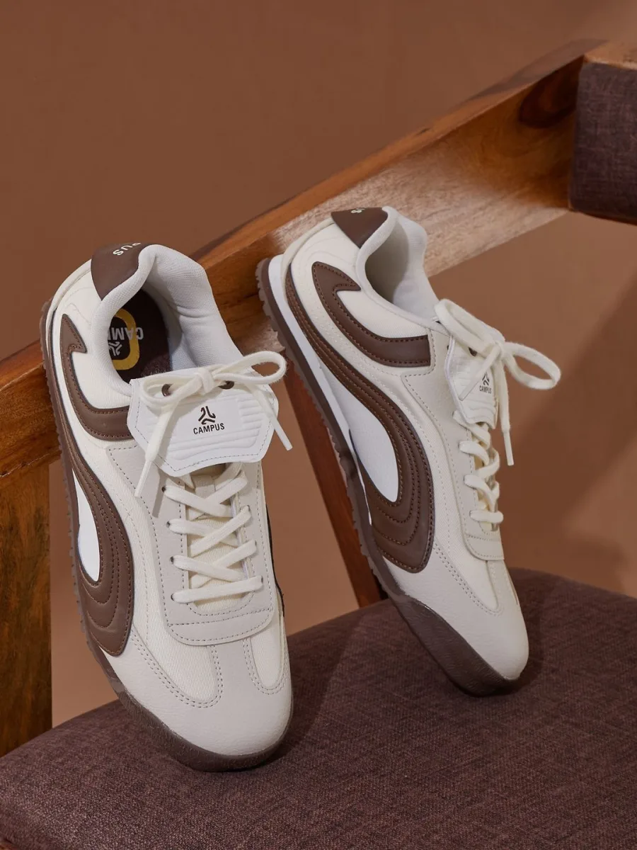 White Brown Retro Sneakers