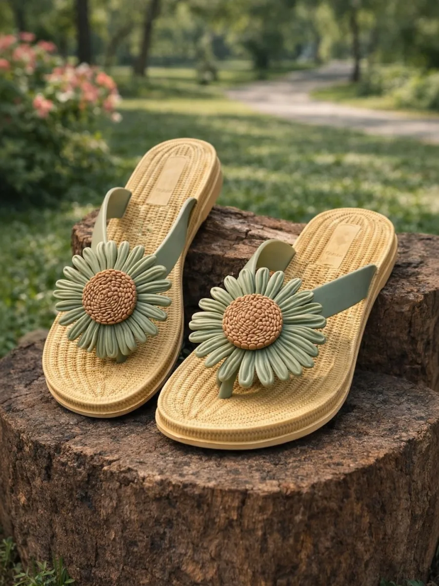 Yellow Daisy Flower Sandals