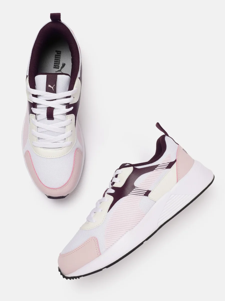 Pink White Lace-Up Sneakers