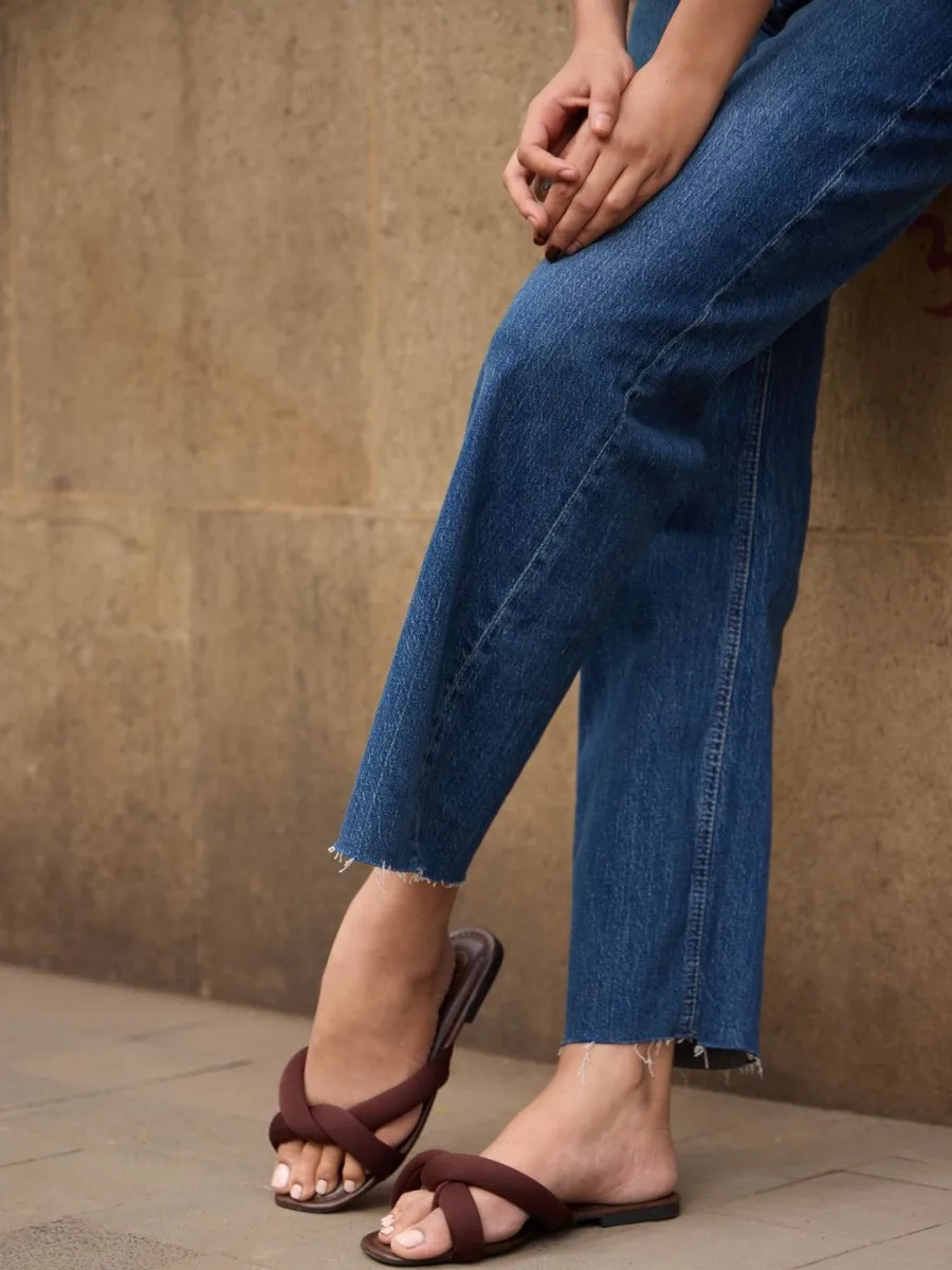 Brown Cross-Strap Slides