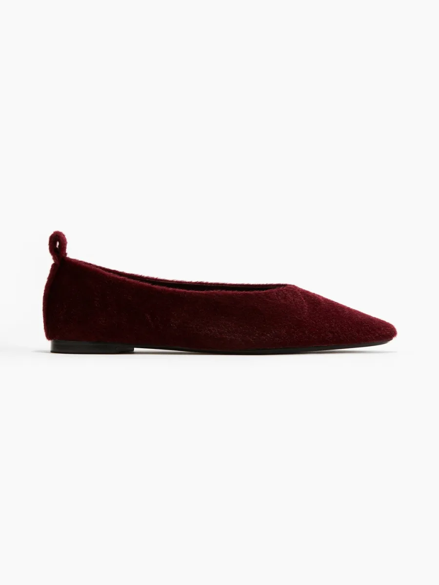 Burgundy Velvet Ballerinas
