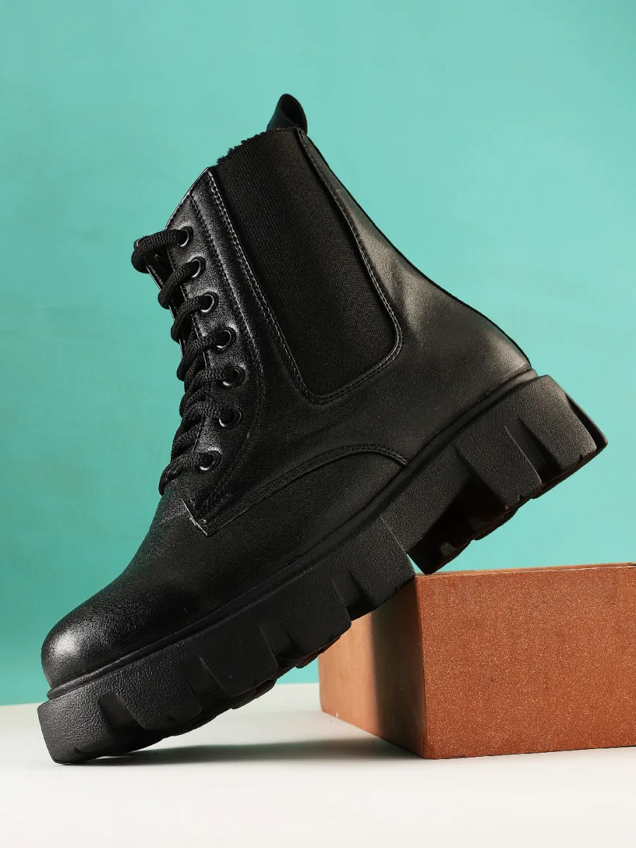 Black Lace-Up Combat Boots