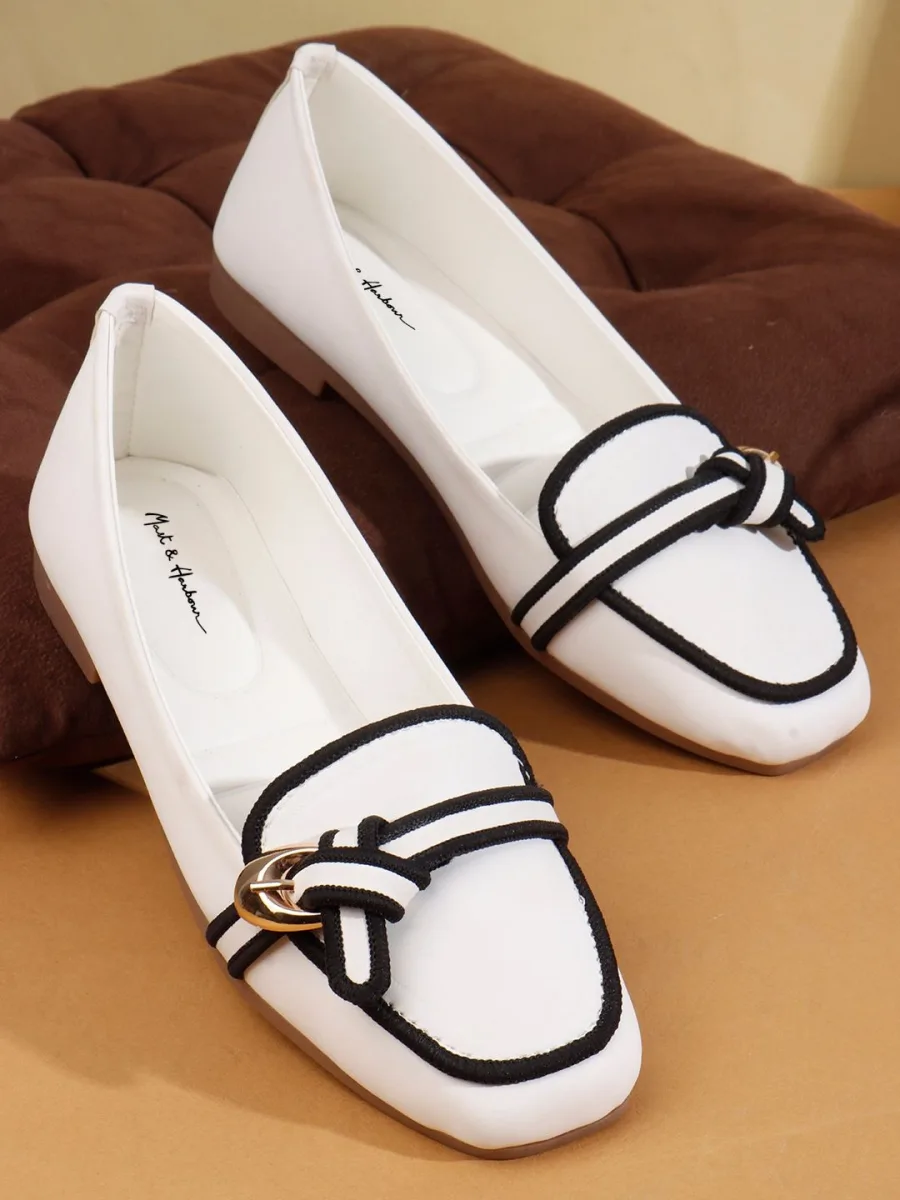 White Trim Loafer Flats