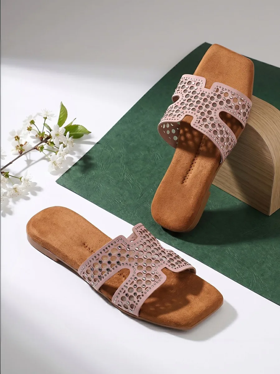 Pink Embellished Slides