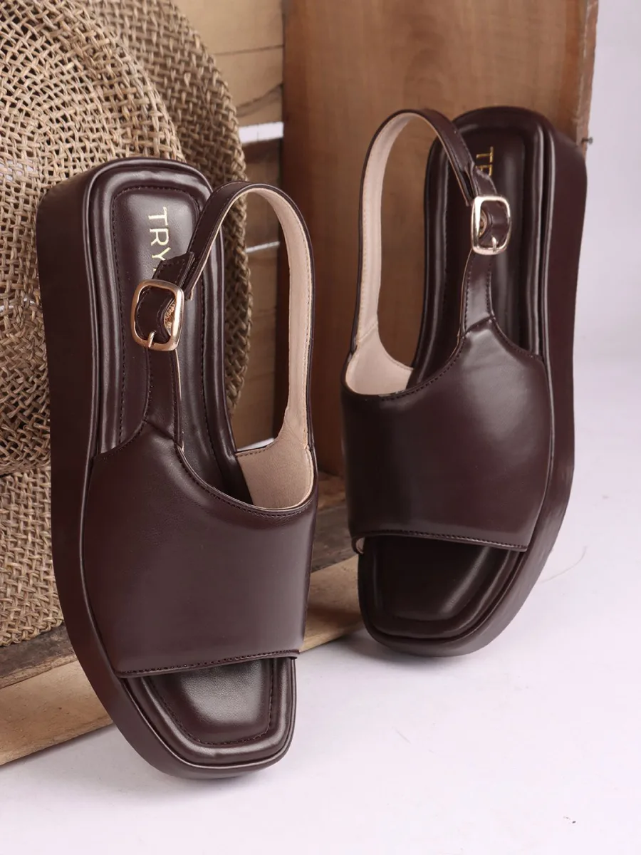 Brown Slingback Flat Sandals