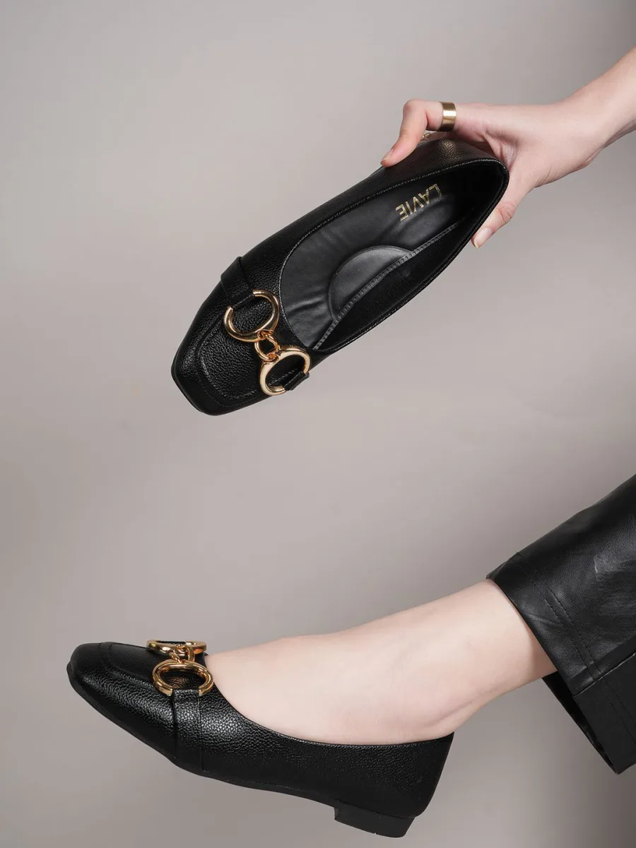 Black Buckled Ballerinas