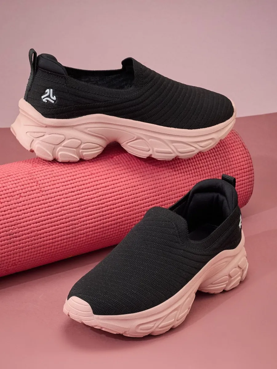 Black Knit Slip-On Sneakers