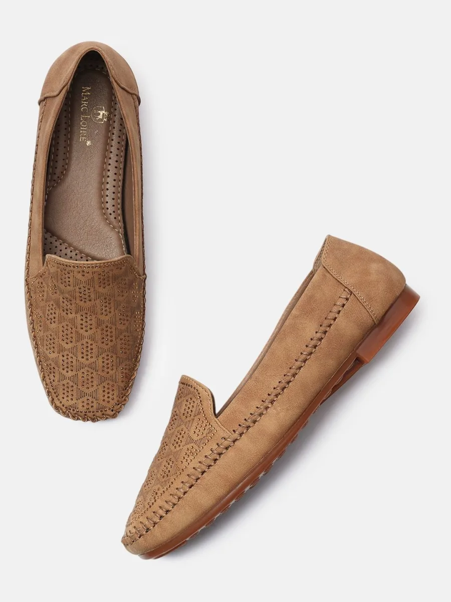 Tan Perforated Loafers