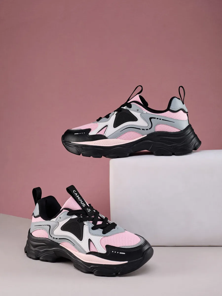 Pink Black Chunky Sneakers